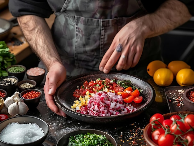 Kucharz przygotowujący potrawę